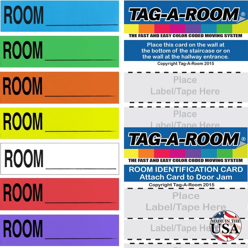 Tag-A-Room Home Moving Labels Color Coded Packing Stickers (350MBC) - Image 1